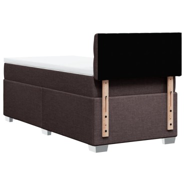 vidaXL Κρεβάτι Boxspring με Στρώμα Σκούρο Καφέ 90x200 εκ. Υφασμάτινο