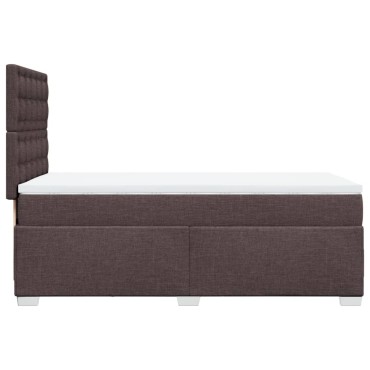 vidaXL Κρεβάτι Boxspring με Στρώμα Σκούρο Καφέ 90x200 εκ. Υφασμάτινο