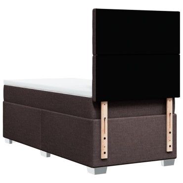vidaXL Κρεβάτι Boxspring με Στρώμα Σκούρο Καφέ 90x200 εκ. Υφασμάτινο