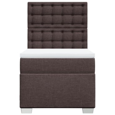 vidaXL Κρεβάτι Boxspring με Στρώμα Σκούρο Καφέ 90x200 εκ. Υφασμάτινο
