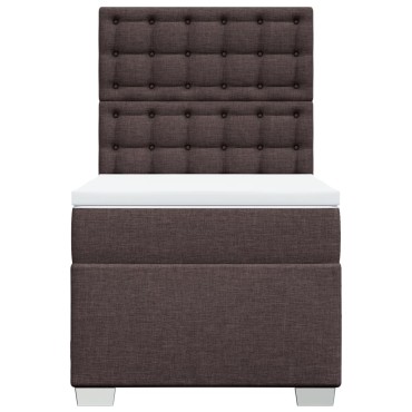 vidaXL Κρεβάτι Boxspring με Στρώμα Σκούρο Καφέ 90x200 εκ. Υφασμάτινο