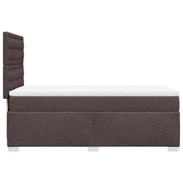 vidaXL Κρεβάτι Boxspring με Στρώμα Σκούρο Καφέ 90x200 εκ. Υφασμάτινο