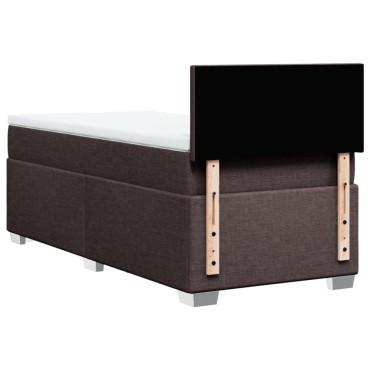vidaXL Κρεβάτι Boxspring με Στρώμα Σκούρο Καφέ 90x200 εκ. Υφασμάτινο
