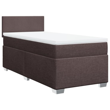 vidaXL Κρεβάτι Boxspring με Στρώμα Σκούρο Καφέ 90x200 εκ. Υφασμάτινο