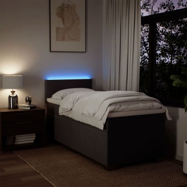 vidaXL Κρεβάτι Boxspring με Στρώμα Σκούρο Καφέ 90x200 εκ. Υφασμάτινο