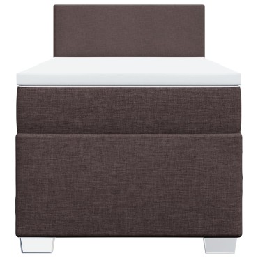vidaXL Κρεβάτι Boxspring με Στρώμα Σκούρο Καφέ 90x200 εκ. Υφασμάτινο