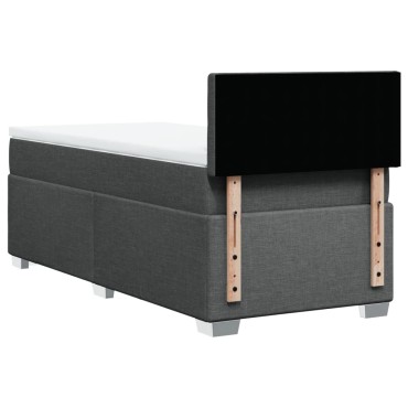 vidaXL Κρεβάτι Boxspring με Στρώμα Σκούρο Γκρι 90x200 εκ. Υφασμάτινο