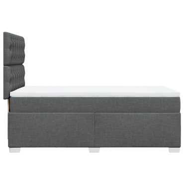 vidaXL Κρεβάτι Boxspring με Στρώμα Σκούρο Γκρι 90x200 εκ. Υφασμάτινο
