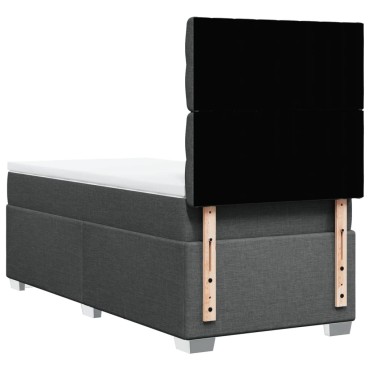 vidaXL Κρεβάτι Boxspring με Στρώμα Σκούρο Γκρι 90x200 εκ. Υφασμάτινο
