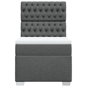 vidaXL Κρεβάτι Boxspring με Στρώμα Σκούρο Γκρι 90x200 εκ. Υφασμάτινο
