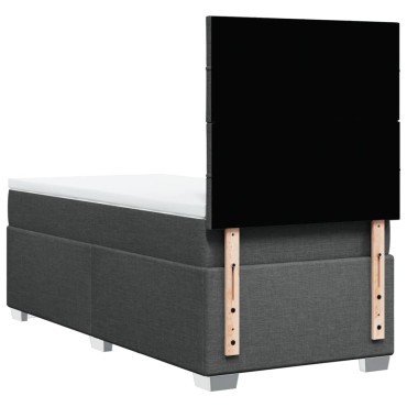 vidaXL Κρεβάτι Boxspring με Στρώμα Σκούρο Γκρι 90x200 εκ. Υφασμάτινο