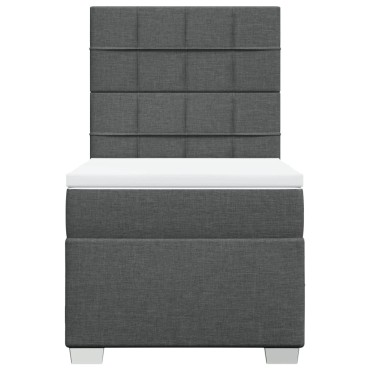 vidaXL Κρεβάτι Boxspring με Στρώμα Σκούρο Γκρι 90x200 εκ. Υφασμάτινο