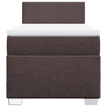 vidaXL Κρεβάτι Boxspring με Στρώμα Σκούρο Καφέ 90x200 εκ. Υφασμάτινο
