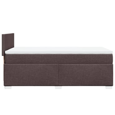 vidaXL Κρεβάτι Boxspring με Στρώμα Σκούρο Καφέ 90x200 εκ. Υφασμάτινο