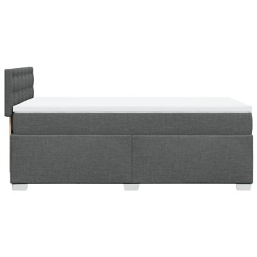 vidaXL Κρεβάτι Boxspring με Στρώμα Σκούρο Γκρι 90x200 εκ. Υφασμάτινο