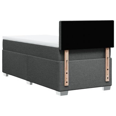 vidaXL Κρεβάτι Boxspring με Στρώμα Σκούρο Γκρι 90x200 εκ. Υφασμάτινο