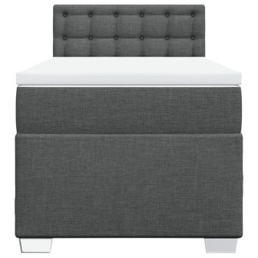 vidaXL Κρεβάτι Boxspring με Στρώμα Σκούρο Γκρι 90x200 εκ. Υφασμάτινο