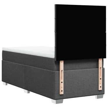 vidaXL Κρεβάτι Boxspring με Στρώμα Σκούρο Γκρι 90x200 εκ. Υφασμάτινο