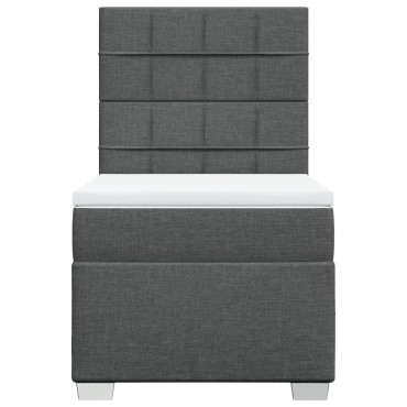 vidaXL Κρεβάτι Boxspring με Στρώμα Σκούρο Γκρι 90x200 εκ. Υφασμάτινο