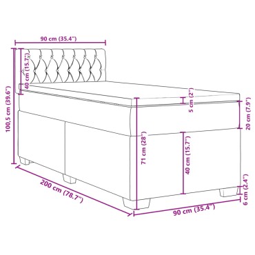 vidaXL Κρεβάτι Boxspring με Στρώμα Σκούρο Γκρι 90x200 εκ. Υφασμάτινο