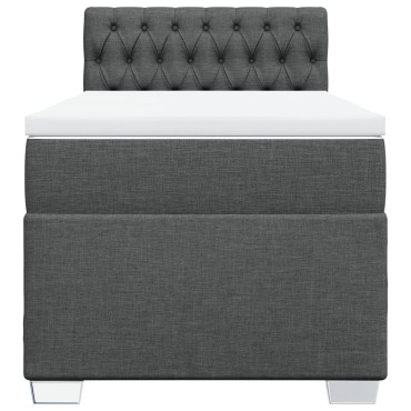 vidaXL Κρεβάτι Boxspring με Στρώμα Σκούρο Γκρι 90x200 εκ. Υφασμάτινο