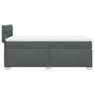 vidaXL Κρεβάτι Boxspring με Στρώμα Σκούρο Γκρι 90x200 εκ. Υφασμάτινο