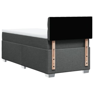vidaXL Κρεβάτι Boxspring με Στρώμα Σκούρο Γκρι 90x200 εκ. Υφασμάτινο