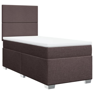 vidaXL Κρεβάτι Boxspring με Στρώμα Σκούρο Καφέ 90x200 εκ. Υφασμάτινο