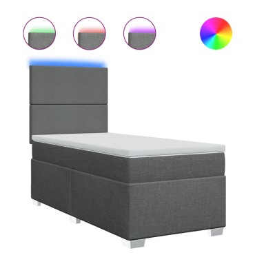 vidaXL Κρεβάτι Boxspring με Στρώμα Σκούρο Γκρι 90x200 εκ. Υφασμάτινο