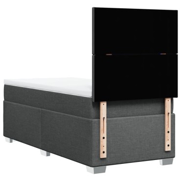 vidaXL Κρεβάτι Boxspring με Στρώμα Σκούρο Γκρι 90x200 εκ. Υφασμάτινο