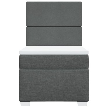 vidaXL Κρεβάτι Boxspring με Στρώμα Σκούρο Γκρι 90x200 εκ. Υφασμάτινο