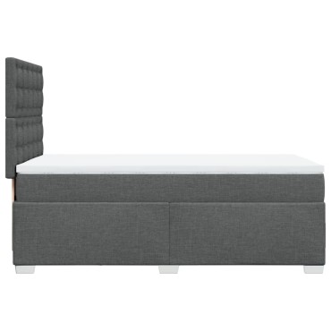 vidaXL Κρεβάτι Boxspring με Στρώμα Σκούρο Γκρι 90x200 εκ. Υφασμάτινο