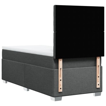 vidaXL Κρεβάτι Boxspring με Στρώμα Σκούρο Γκρι 90x200 εκ. Υφασμάτινο