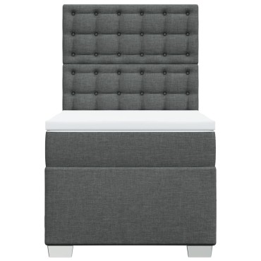 vidaXL Κρεβάτι Boxspring με Στρώμα Σκούρο Γκρι 90x200 εκ. Υφασμάτινο