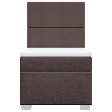 vidaXL Κρεβάτι Boxspring με Στρώμα Σκούρο Καφέ 90x200 εκ. Υφασμάτινο