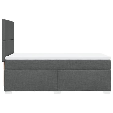 vidaXL Κρεβάτι Boxspring με Στρώμα Σκούρο Γκρι 90x200 εκ. Υφασμάτινο