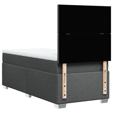 vidaXL Κρεβάτι Boxspring με Στρώμα Σκούρο Γκρι 90x200 εκ. Υφασμάτινο
