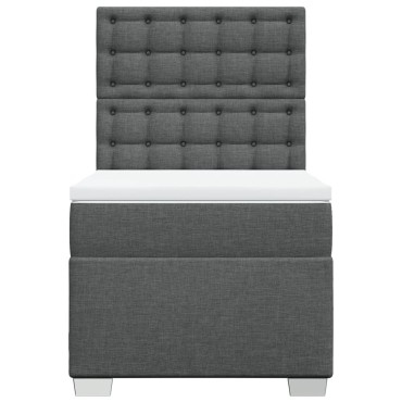 vidaXL Κρεβάτι Boxspring με Στρώμα Σκούρο Γκρι 90x200 εκ. Υφασμάτινο