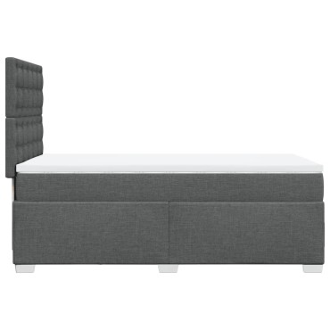 vidaXL Κρεβάτι Boxspring με Στρώμα Σκούρο Γκρι 90x200 εκ. Υφασμάτινο