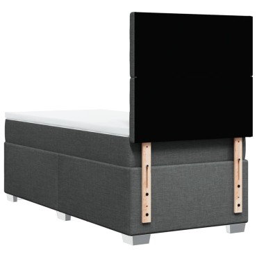 vidaXL Κρεβάτι Boxspring με Στρώμα Σκούρο Γκρι 90x200 εκ. Υφασμάτινο