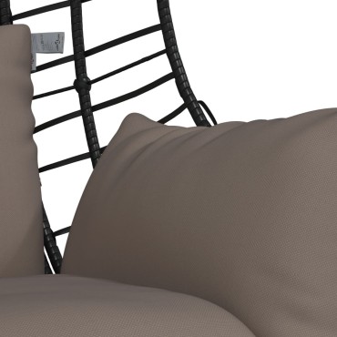 vidaXL Πολυθρόνα Egg Κρεμαστή με Βάση Taupe Συνθ. Ρατάν / Ατσάλι