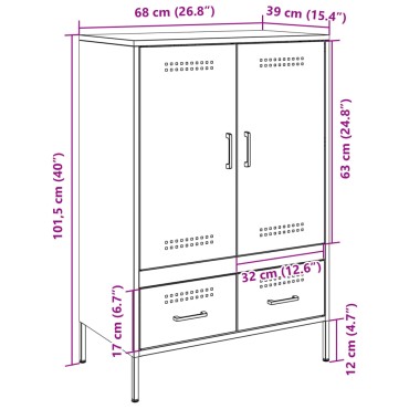 vidaXL Ντουλάπι Πράσινο Λαδί 68x39x101,5cm από Ατσάλι 1 τεμ.