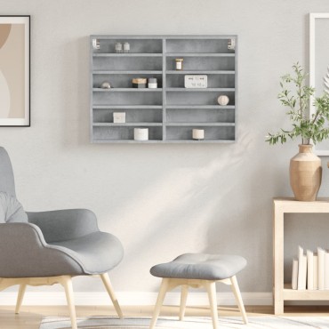 vidaXL Βιτρίνα Γκρι Σκυροδέματος 80x8,5x58cm από Επεξεργασμένο Ξύλο