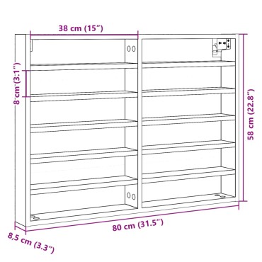 vidaXL Βιτρίνα Γκρι Σκυροδέματος 80x8,5x58cm από Επεξεργασμένο Ξύλο