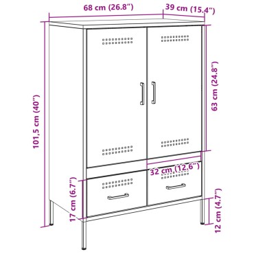 vidaXL Ντουλάπι Λευκό 68x39x101,5cm από Χάλυβα 1 τεμ.