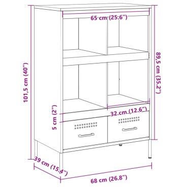vidaXL Ντουλάπι Λευκό 68x39x101,5cm από Χάλυβα 1 τεμ.