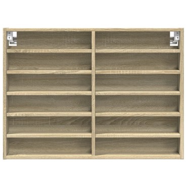 vidaXL Βιτρίνα Χρώμα Sonoma Δρυς 80x8,5x58cm από Επεξεργασμένο Ξύλο
