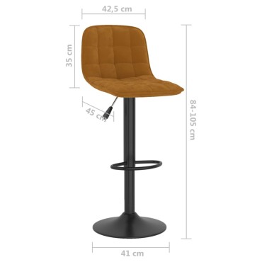 vidaXL Σκαμπό Μπαρ 2 τεμ. Καφέ Βελούδινα 42,5x45x(84-105)cm