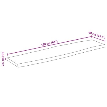 vidaXL Επιφάνεια Τραπεζιού 160x40x2,5cm Live Edge Μασίφ Ξύλο Μάνγκο 1 τεμ.