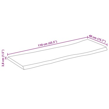 vidaXL Επιφάνεια Τραπεζιού 110x40x3,8cm Live Edge Μασίφ Ξύλο Μάνγκο 1 τεμ.